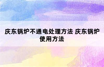 庆东锅炉不通电处理方法 庆东锅炉使用方法